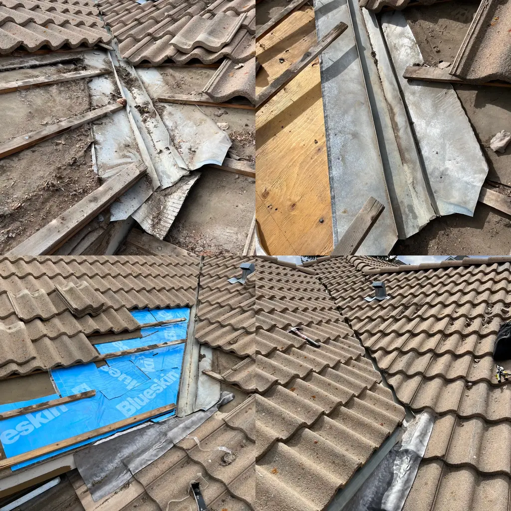Blue Skin waterproofing membrane over the roof deck of a concrete tile roof in Calgary
