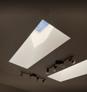 interior view of roof skylight